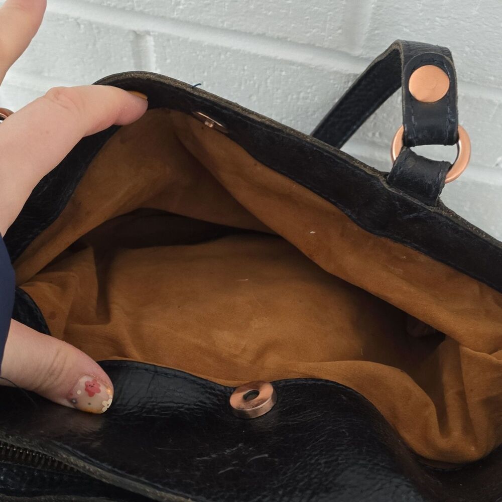 Patricia Nash Black Gold Embossed Floral Tote Bag Metal Hardware Medium - Picture 14 of 16